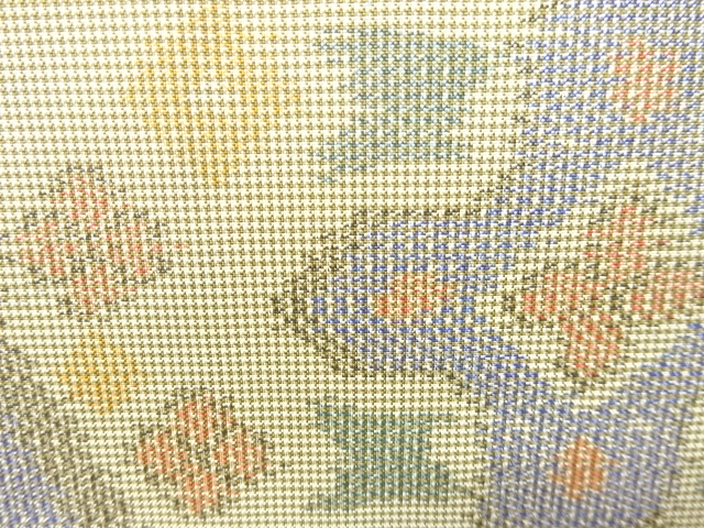 JAPANESE KIMONO / ANTIQUE KIMONO / SILK / OSHIMA TSUMUGI / WOVEN FLOWER